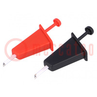 Clip-on probe; hook type; 300VDC; red and black