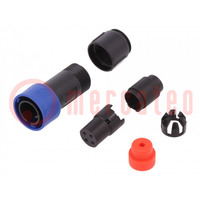 Connector: circular; plug; female; PIN: 4; w/o contacts; for cable