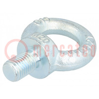 Lifting eye bolt; M20x30; Head: eye; steel; zinc; DIN 580; 40mm