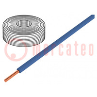 Przewód; 0,2mm2; drut; Cu; PVC; niebieski; 60V; 10m; 1x0,2mm2