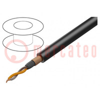 Cable: de micrófono; 2x0,25mm2; negro; OFC; -15÷70°C; PVC