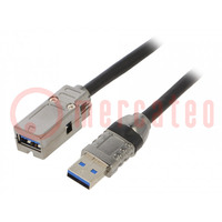 USB 3.0 A/A socket; 22mm; har-port; -25÷70°C; Ø22.3mm; IP20