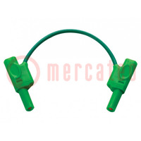 Ground/earth cable; banana plug,both sides; Len: 0.2m; green
