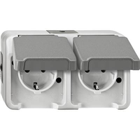 PRISE 2P+T AVEC CLAPET SCHNEIDER ELECTRIC 4074948 AQUASTAR GRIS CLAIR