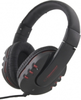Esperanza EH142K słuchawki/zestaw słuchawkowy Przewodowa Opaska na głowę Muzyka Czarny, Czerwony