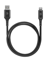 DEQSTER Ladekabel Lightning auf USB-A, 1m, Nylon, Schwarz, MFI zertifiziert