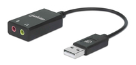 Manhattan USB-A auf Klinke Audioadapter, USB-A Stecker auf 3,5 mm Klinkenbuchsen für Mikrofoneingang und Audioausgang, schwarz