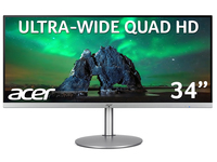 Acer CB2 CB342CKsmiiphzx 34 inch UWQHD Ultrawide Monitor (IPS Panel, FreeSync, 75Hz, 1ms, HDR 10, Height Adjustable Stand, DP, HDMI, USB Hub, Silver/Black)