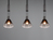 Höhenverstellbare LED Pendelleuchte 3-flammig mit Rauchglas Schirmen Breite 95cm