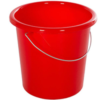 Plastikeimer rund 5 Liter rot mit Metallbügel & Skala rot