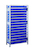 GR, Kleinteileregal-Set 3 MULTIplus150, 2000 x 1000 x 400 mm, verzinkt, 16 Fachböden, 75 Regalkästen 83x186x400 mm blau