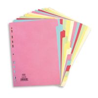 Elba Subject Dividers 12-Part Card Multipunched Recyclable 160gsm A4 Assorted Ref 400007436