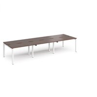 Adapt triple back to back desks 3600mm x 1200mm - white frame and walnut top