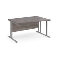 Maestro 25 right hand wave desk 1400mm wide - silver cantilever leg frame and gr