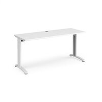 TR10 straight desk 1600mm x 600mm - white frame and white top