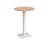 Brescia circular poseur table with flat square white base 800mm - beech
