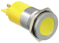LED-Signalleuchte, 24 V (AC), 24 V (DC), gelb, 60 mcd, Einbau-Ø 22 mm, RM 1.25 m