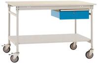 Manuflex TP5341.5012 Komplett BASIS oldalsó asztal melamin tetejével + egyetlen fiókkal, szélesség nagysága: 1250 x 800 x 850 mm Élénk kék (RAL 5012)