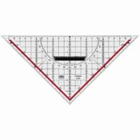 Geometrie-Dreieck 23cm Acrylglas glasklar rot hinterlegt