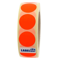 Markierungspunkte Ø 30 mm, leuchtrot, 1.000 runde Etiketten auf 1 Rolle/n, 3 Zoll (76,2 mm) Kern, Papierpunkte permanent, Verschlussetiketten