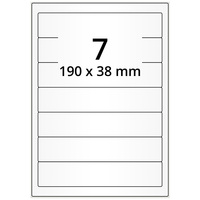 Universaletiketten 190 x 38 mm, 3.500 Haftetiketten weiß auf DIN A4 Bogen, Papier permanent