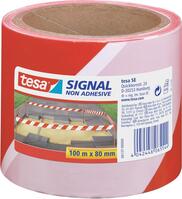 tesa Absperrband 100m:80mm, rot/weiss