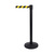 Barrier Post / Barrier Tape Post / Barrier Stand "Uno" | metal cast with black plastic coating black yellow / black - diagonal stripes 4000 mm