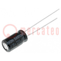 Condensatore: elettrolitico; THT; 220uF; 16VDC; Ø6,3x11mm; ±20%