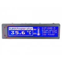Kijelző: LCD; grafikus; 180x32; STN Positive; kék; 102x26,8mm; LED