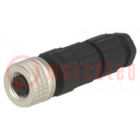 Connector: M8; female; PIN: 3; straight; for cable; plug; E; 4A; IP67