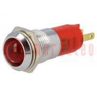 Controlelampje: LED; hol; rood; 24÷28VDC; Ø14,2mm; IP67; metaal