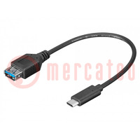 Kabel; OTG,USB 3.0; USB A-Buchse,USB C-Stecker; 0,2m; schwarz