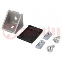 Angle bracket; for profiles; Width of the groove: 8mm; W: 38mm