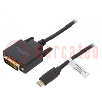 Adapter; DVI-D (24+1) Stecker,USB C-Stecker; 3m; schwarz