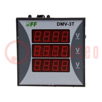 Voltmeter; digitaal,montage; 12÷400V; op paneel; LED; 4 cijfers