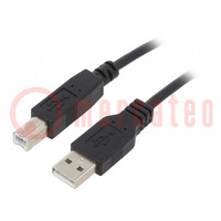 Kabel; USB 2.0; USB-A-stekker,USB-B-stekker; vernikkeld; 0,91m