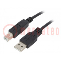 Kabel; USB 2.0; USB A wtyk,USB B wtyk; niklowany; 0,91m; czarny