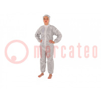 Coat; ESD; S; Features: dissipative; Application: cleanroom; white