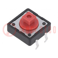 Microswitch TACT; SPST-NO; Pos: 2; 0.05A/12VDC; PCB,THT; none; 2.6N