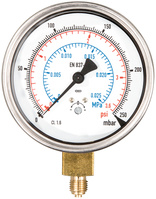 Feinskaliertes Manometer, p ≤ 250 hPa/250 mbar/3,6 psi , für die Druck- und Dichtheitsprüfung