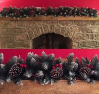 Artificial Frosted Spruce Garland with Pine Cones and Berries - 180cm, Green