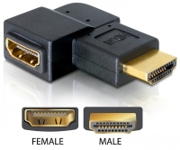 DeLOCK Adapter HDMI male > HDMI female 90° right HDMI 1.3 Fekete