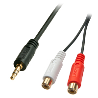 Lindy 35678 audio kábel 0,25 M 2 x RCA 3.5mm Fekete, Vörös, Fehér