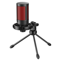 Savio wired gaming microphone with backlight tripod USB SONAR PRO Zwart, Rood Microfoon voor spelcomputers