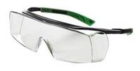 Über-, Schutzbrille 5x7, klar Rahmen: anthrazit/grün, Scheibe: PC (AF / AS / UV)