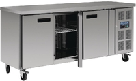 Polar Arbeitstisch mit Kühlschrank, Edelstahl, 3-türig - Kühlmittel: R600a