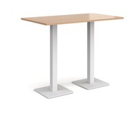 Brescia rectangular poseur table with flat square white bases 1400mm x 800mm - b