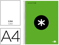 Cuaderno Espiral Liderpapel A4 Micro Antartik Tapa Forrada 120H 100 Gr Liso con Bandas 4 Taladros Color Verde Fluor