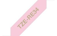 Tze-Re34 Label-Making Tape , Gold On Pink ,