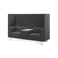 SOFÁ SOFT SEATING DOBLE + MESA 200x129x68cm COLOR NEGRO/NEGRO